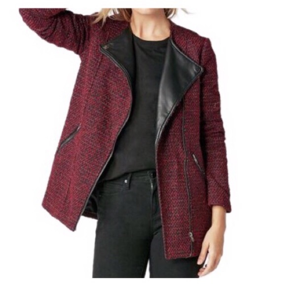 JustFab Jackets & Blazers - NWT Bouclé and Faux Leather Moto Jacket